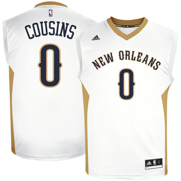 Maillot nba New Orleans Pelicans adidas Home Réplique Homme DeMarcus Cousins 0 Blanc